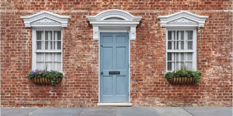 Pale blue front door